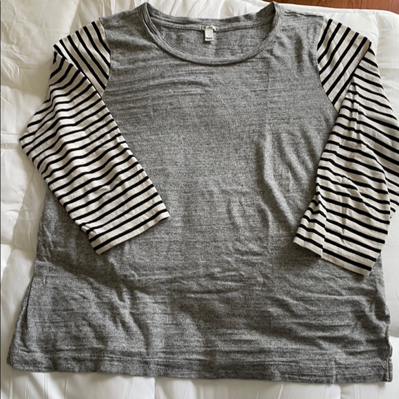 J. Crew Gray with Stripped Sleeve Shirt - Picture 1 of 1